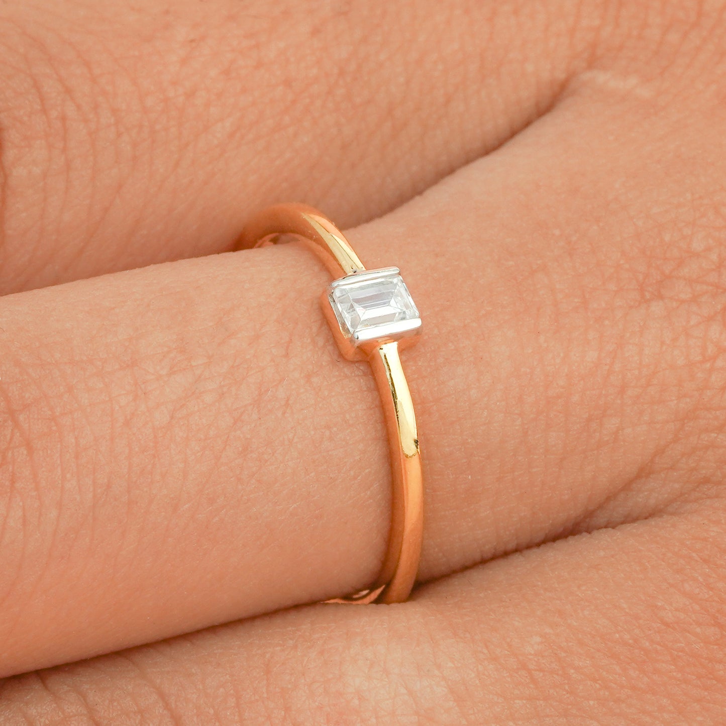 Thin Dainty Single Diamond Ring