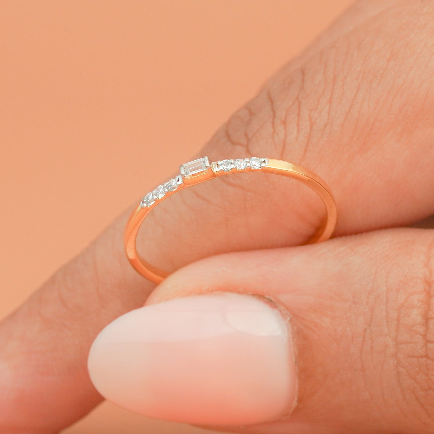 Baguette and Round Vintage Diamond Ring