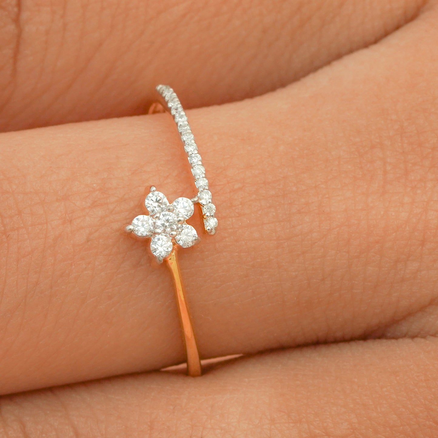 Best Friend Ring , Flower Diamonds