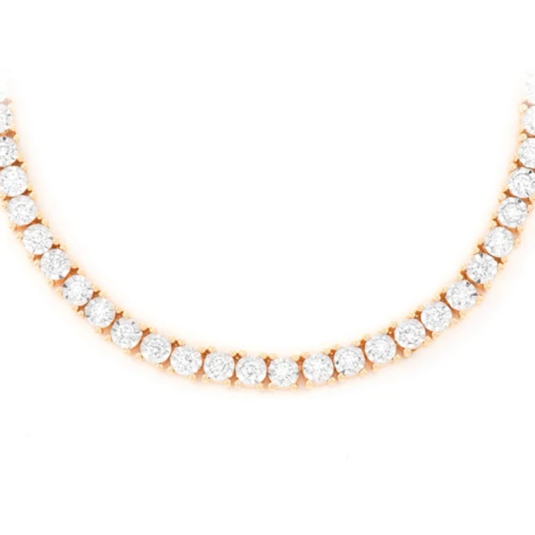 5MM MIRACLE SET TENNIS MOISSANITE NECKLACE  22INCHES