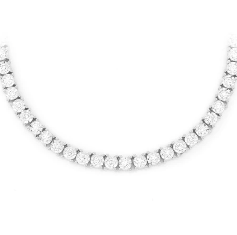 4MM MIRACLE SET TENNIS MOISSANITE NECKLACE 22INCHES