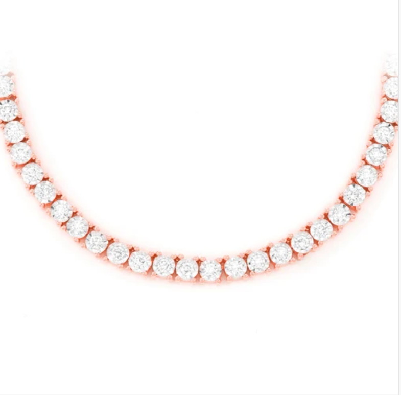 4MM MIRACLE SET TENNIS MOISSANITE NECKLACE 22INCHES