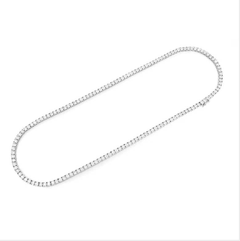 4MM MIRACLE SET TENNIS MOISSANITE NECKLACE 22INCHES