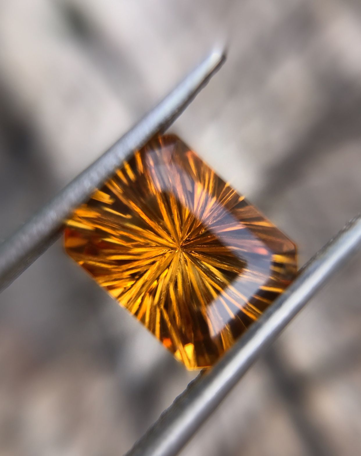 Natural Citrine Rare Concave Cut Gemstone