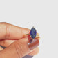 14k Gold Antique Dark Blue Sapphire Diamond Ring