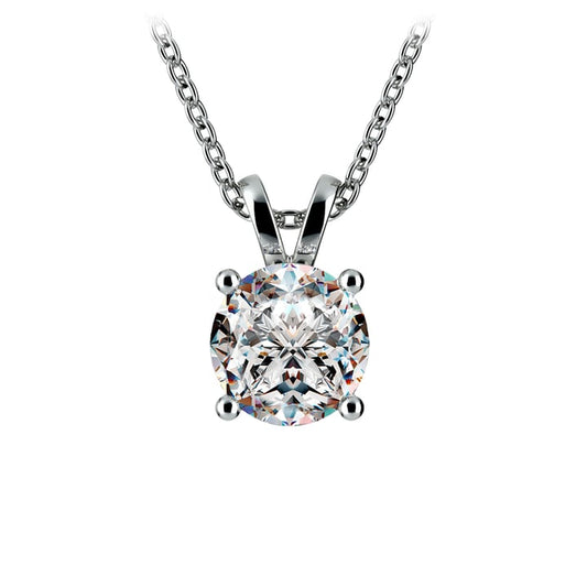 1/2 Carat Round Diamond Pendant In White Silver