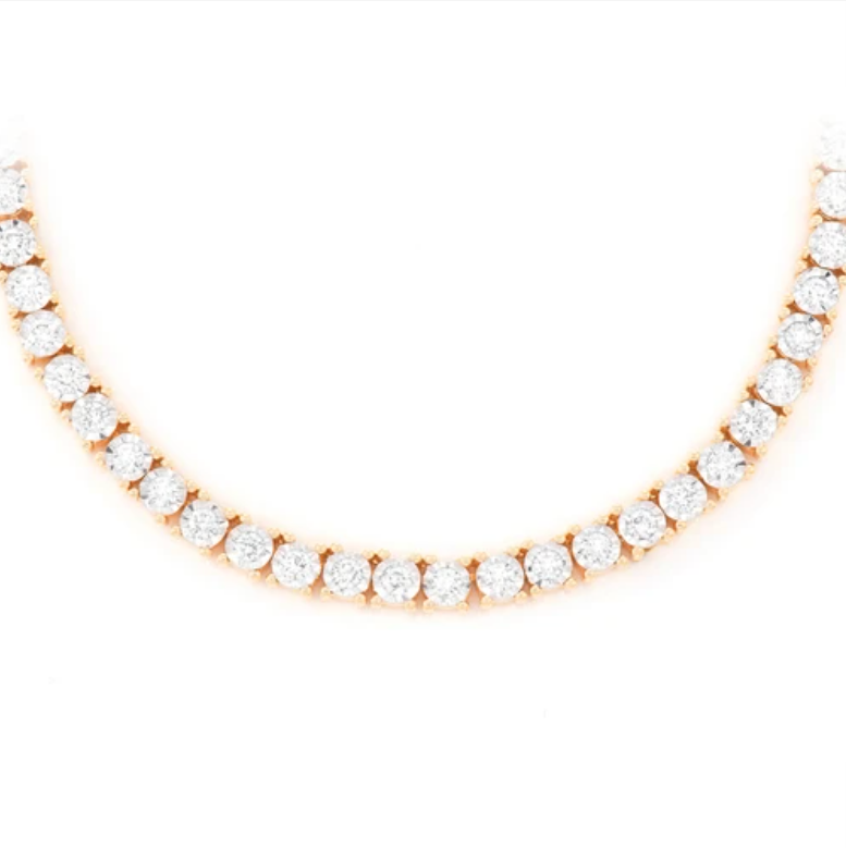 3MM MIRACLE SET TENNIS DIAMOND NECKLACE 22INCHES