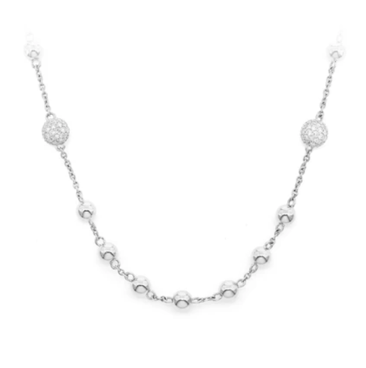 ROSARY BEAD LINK DIAMOND NECKLACE 14K