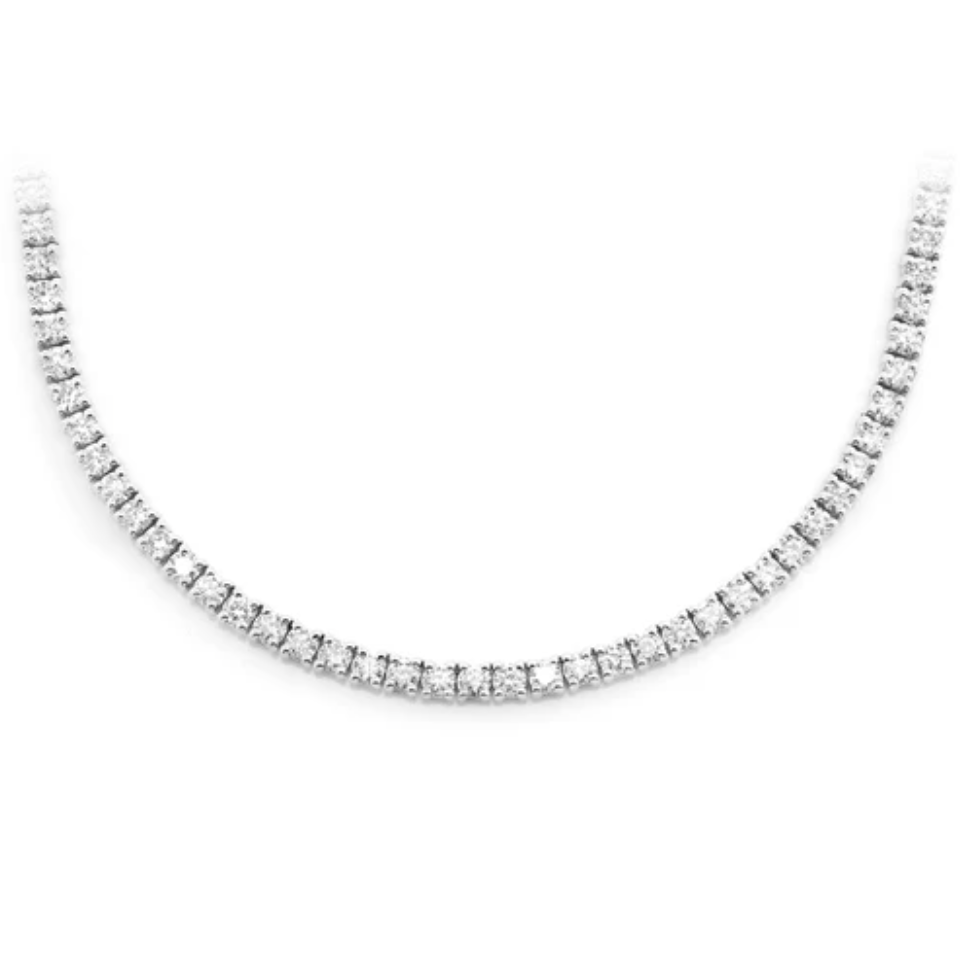 4PT CROWN SET TENNIS DIAMOND NECKLACE