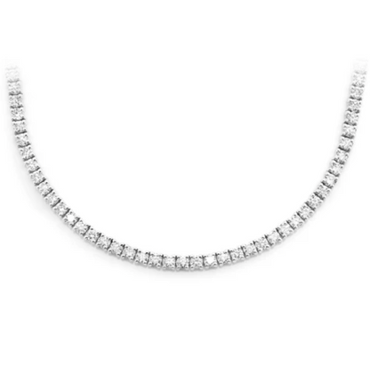 4PT CROWN SET TENNIS DIAMOND NECKLACE