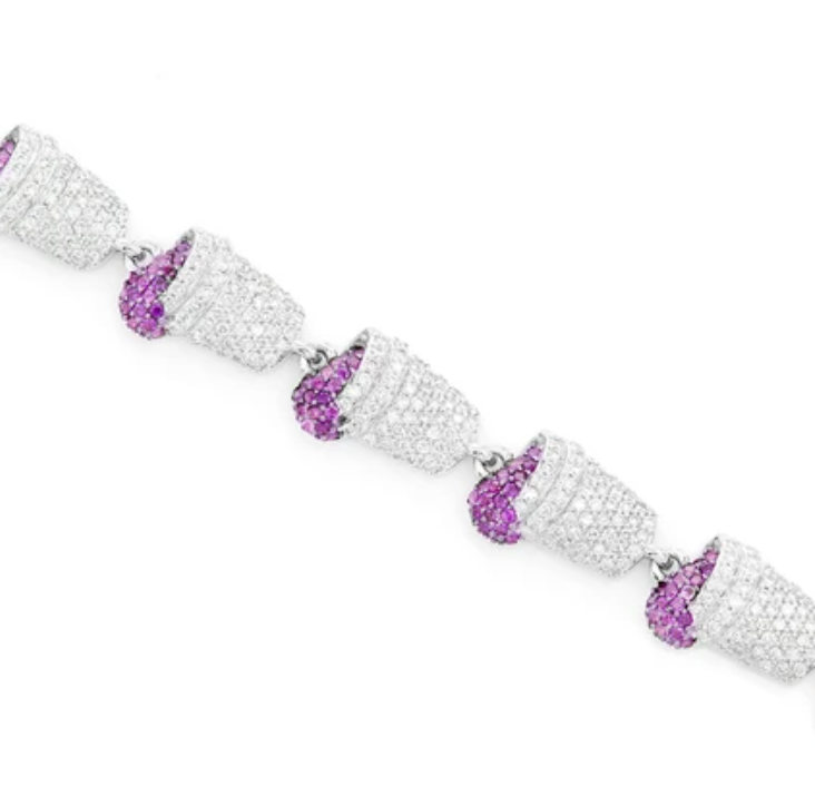 PURPLE DOUBLE CUP BRACELET 14K