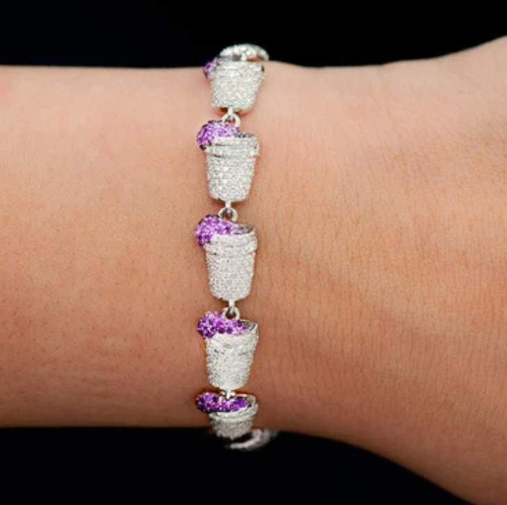 PURPLE DOUBLE CUP BRACELET 14K