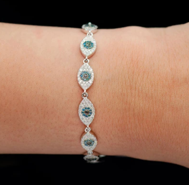 EVIL EYE ETERNITY BRACELET 14K