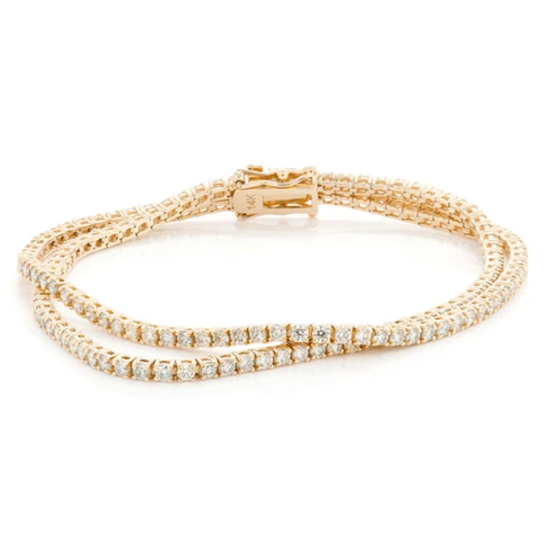 3PT TWO ROW PRONG SET TENNIS BRACELET 14K