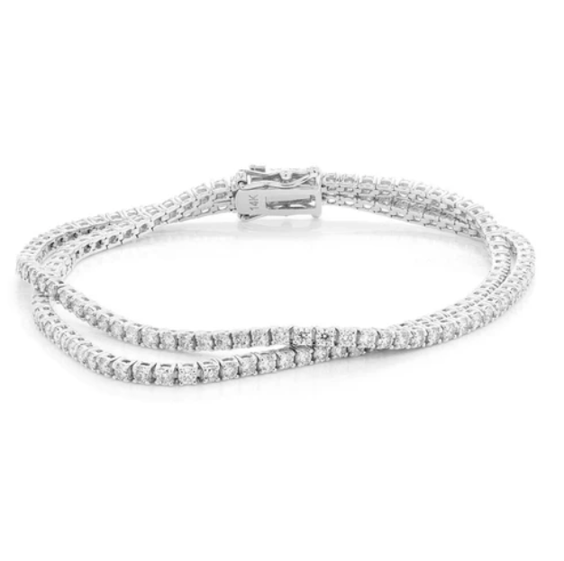 3PT TWO ROW PRONG SET TENNIS BRACELET 14K