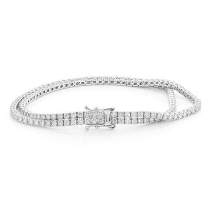 3PT TWO ROW PRONG SET TENNIS BRACELET 14K