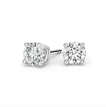 Round Diamond Stud Earrings 14k