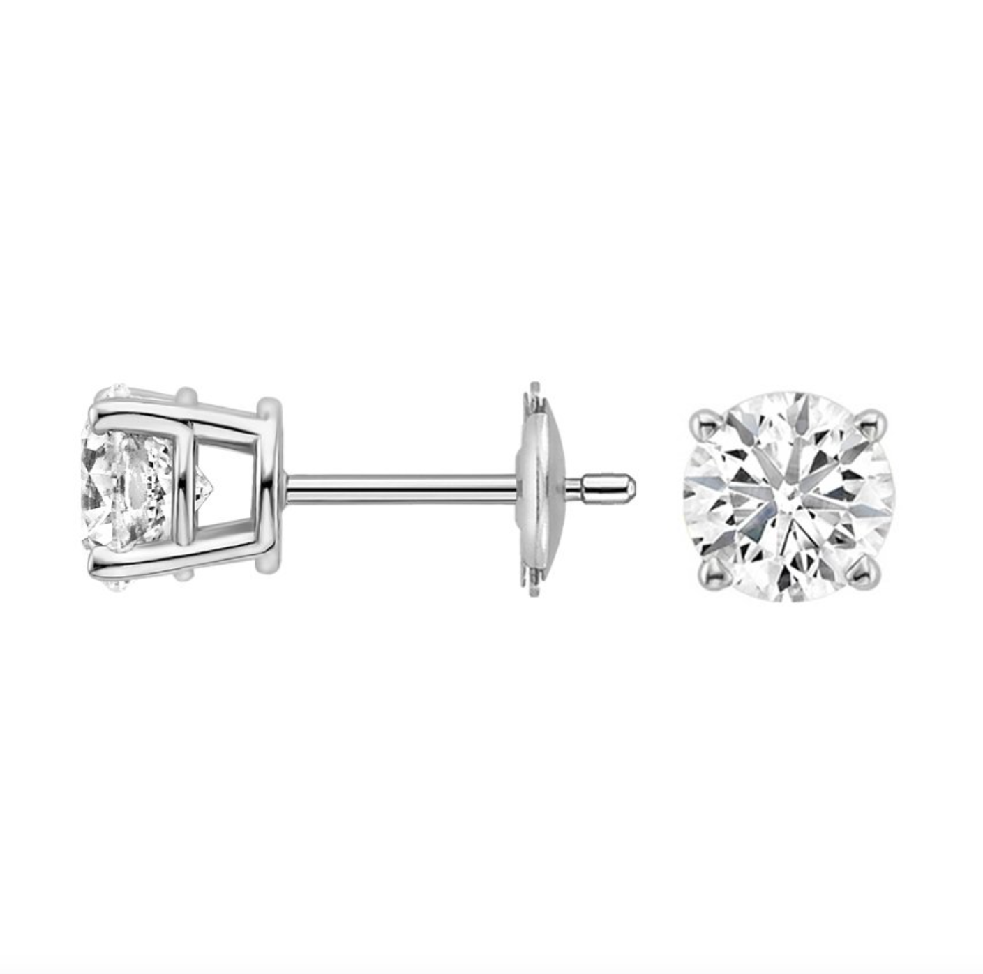 Round Diamond Stud Earrings 14k