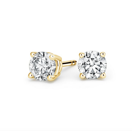 Round Diamond Stud Earrings 14k