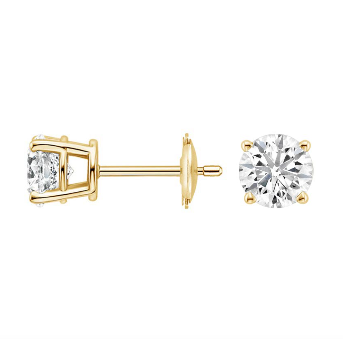 Round Diamond Stud Earrings 14k