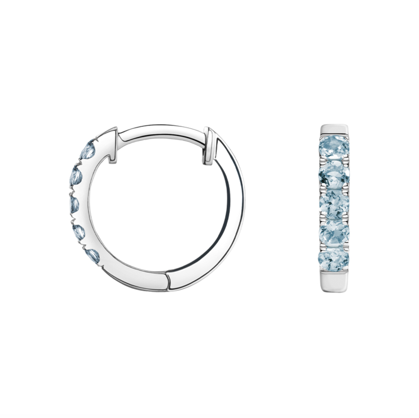 Soiree Aquamarine Huggie Earrings 14k