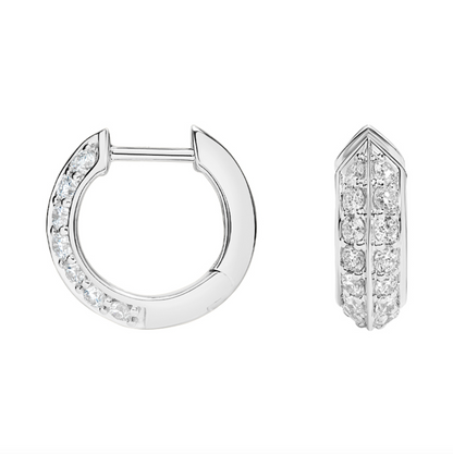 Deux Diamond Hoop Earrings 14k