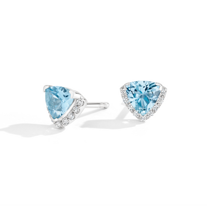 Oasis Aquamarine and Diamond Earrings 14k