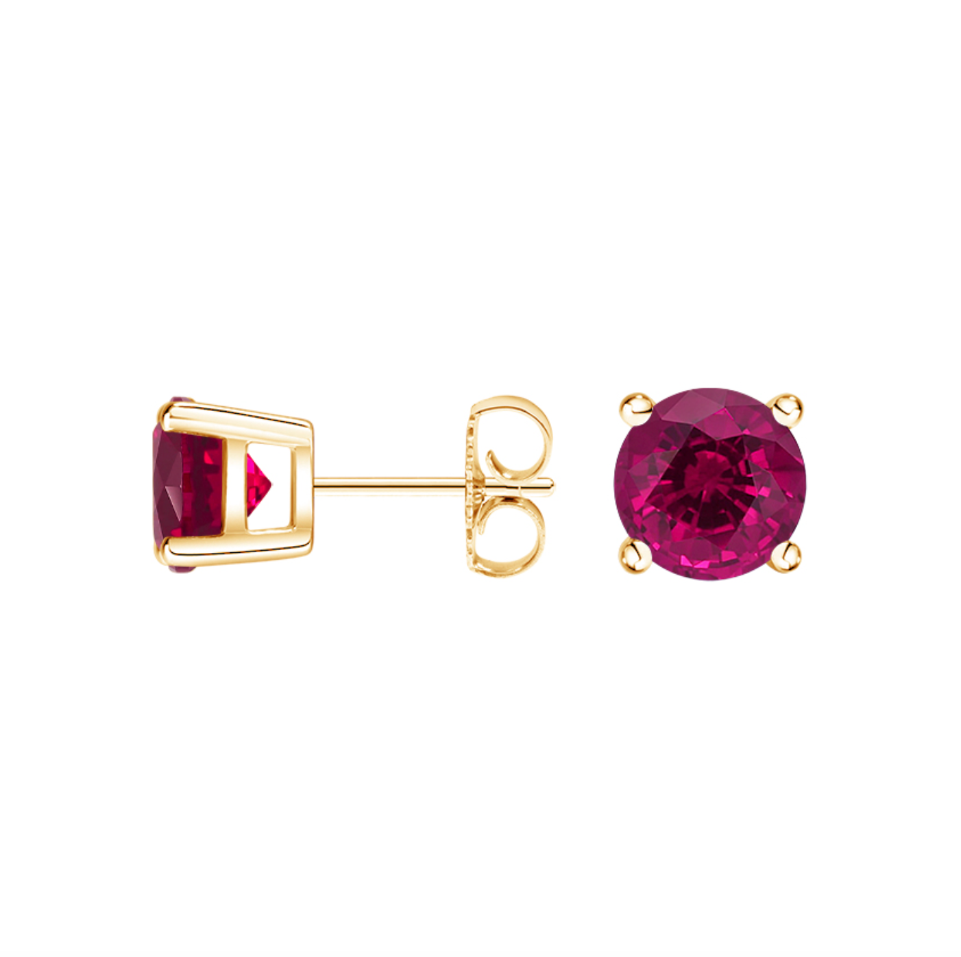 Solitaire Lab Ruby Stud Earrings 14k