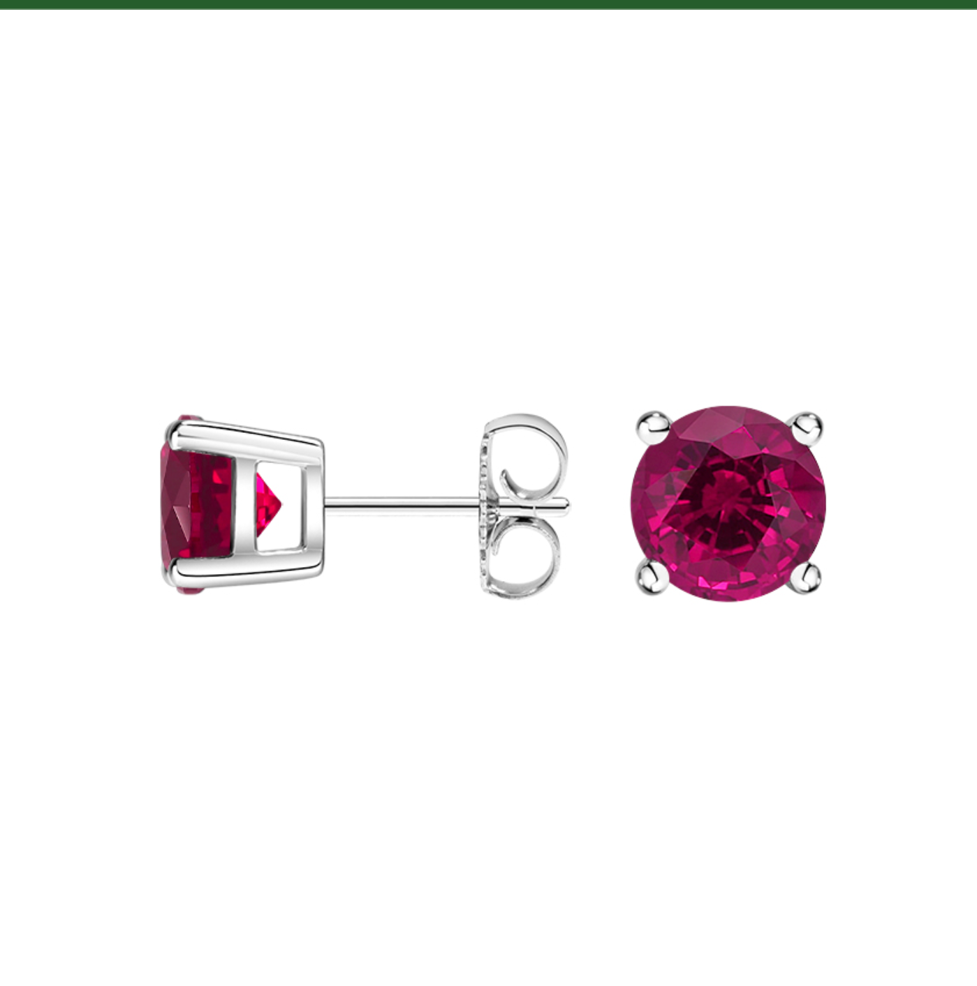 Solitaire Lab Ruby Stud Earrings 14k