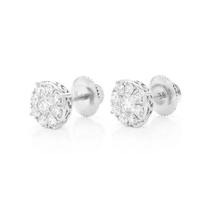 HALO SOLITAIRE STUD EARRINGS 14K