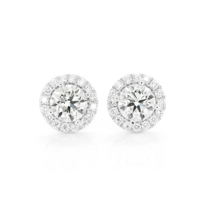 HALO SOLITAIRE STUD EARRINGS 14K