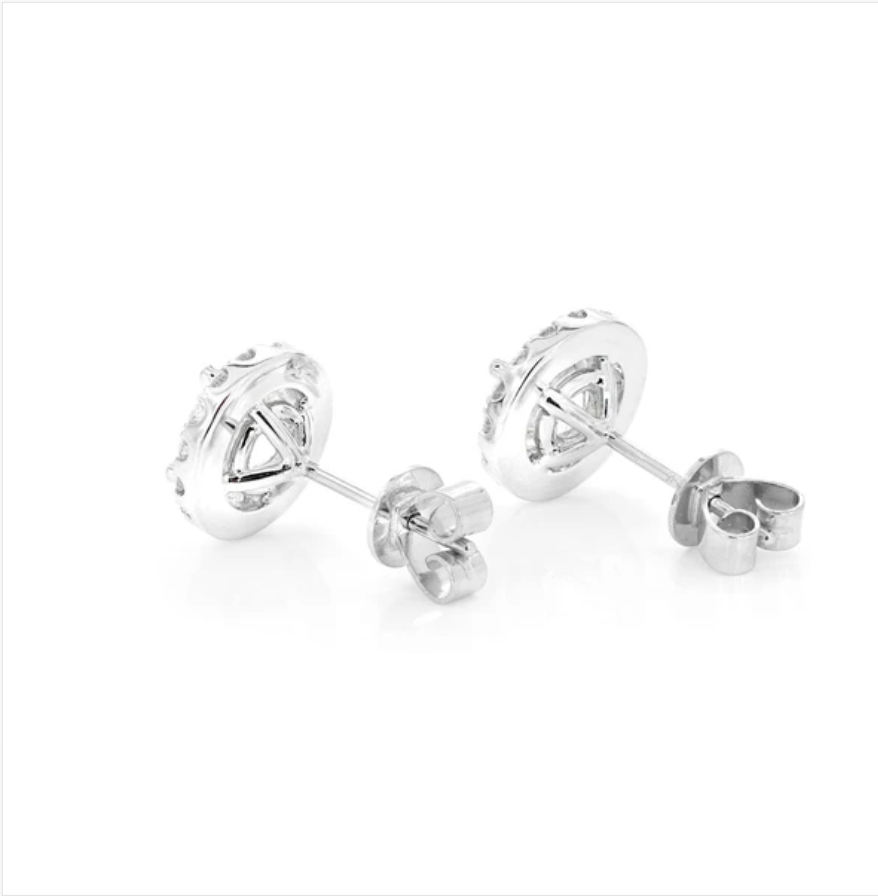 HALO SOLITAIRE STUD EARRINGS 14K