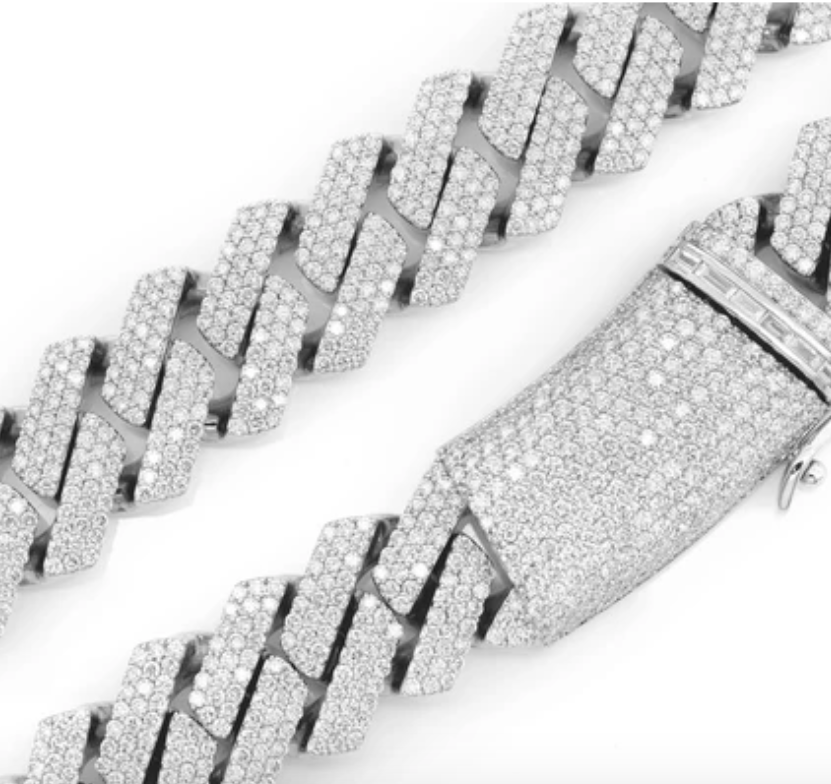 19MM RAISED BAGUETTE CUBAN DIAMOND NECKLACE