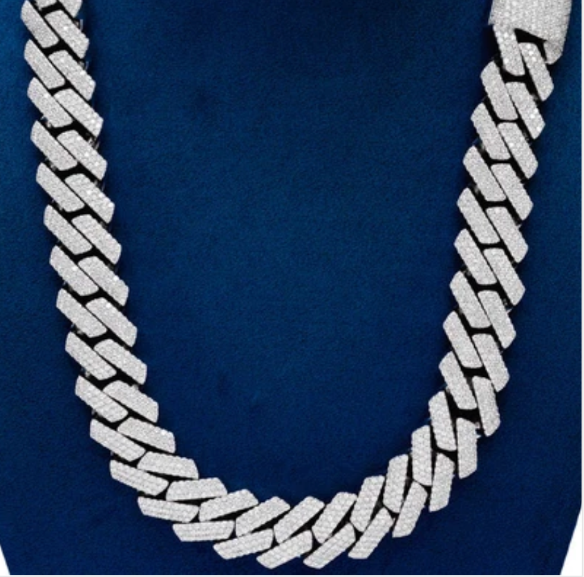 19MM RAISED BAGUETTE CUBAN DIAMOND NECKLACE