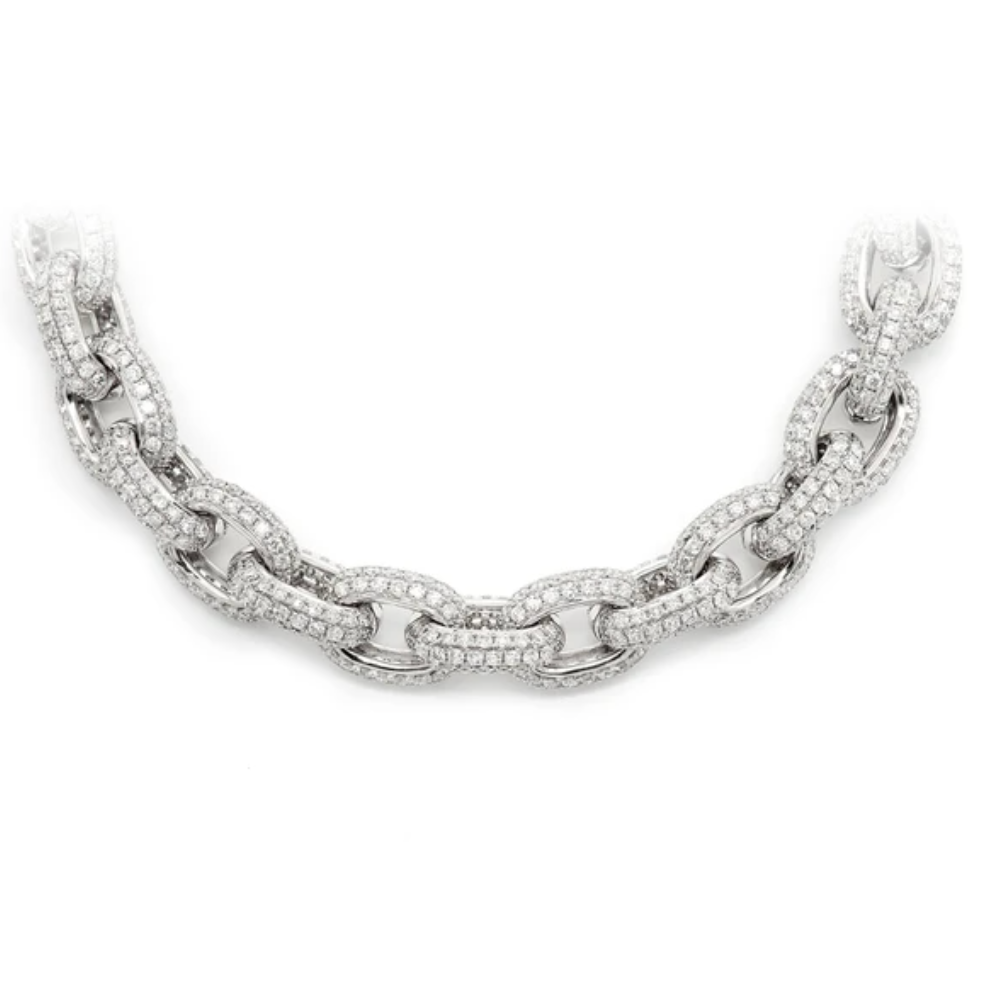 ELONGATED ROLO LINK MOISSANITE NECKLACE