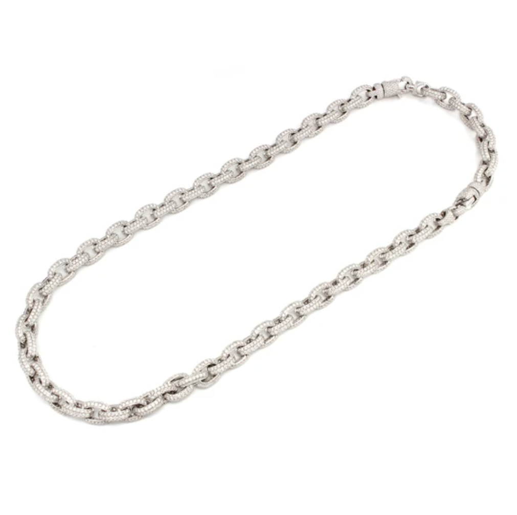 ELONGATED ROLO LINK MOISSANITE NECKLACE