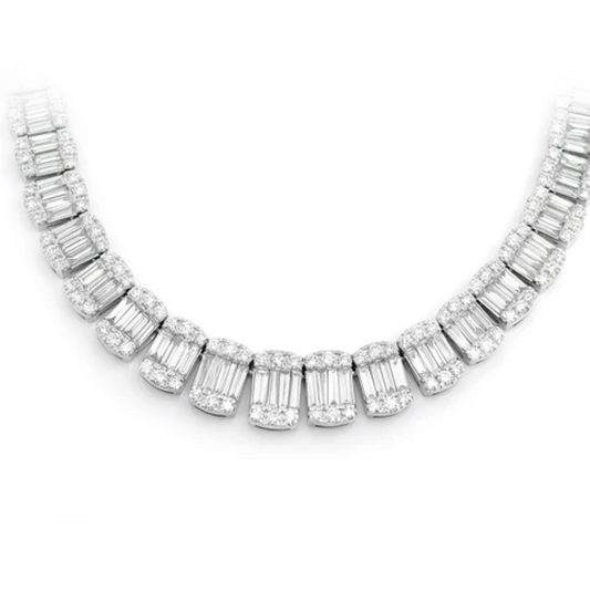 GRADUATED BAGUETTE  LINK MOISSANITE  NECKLACE