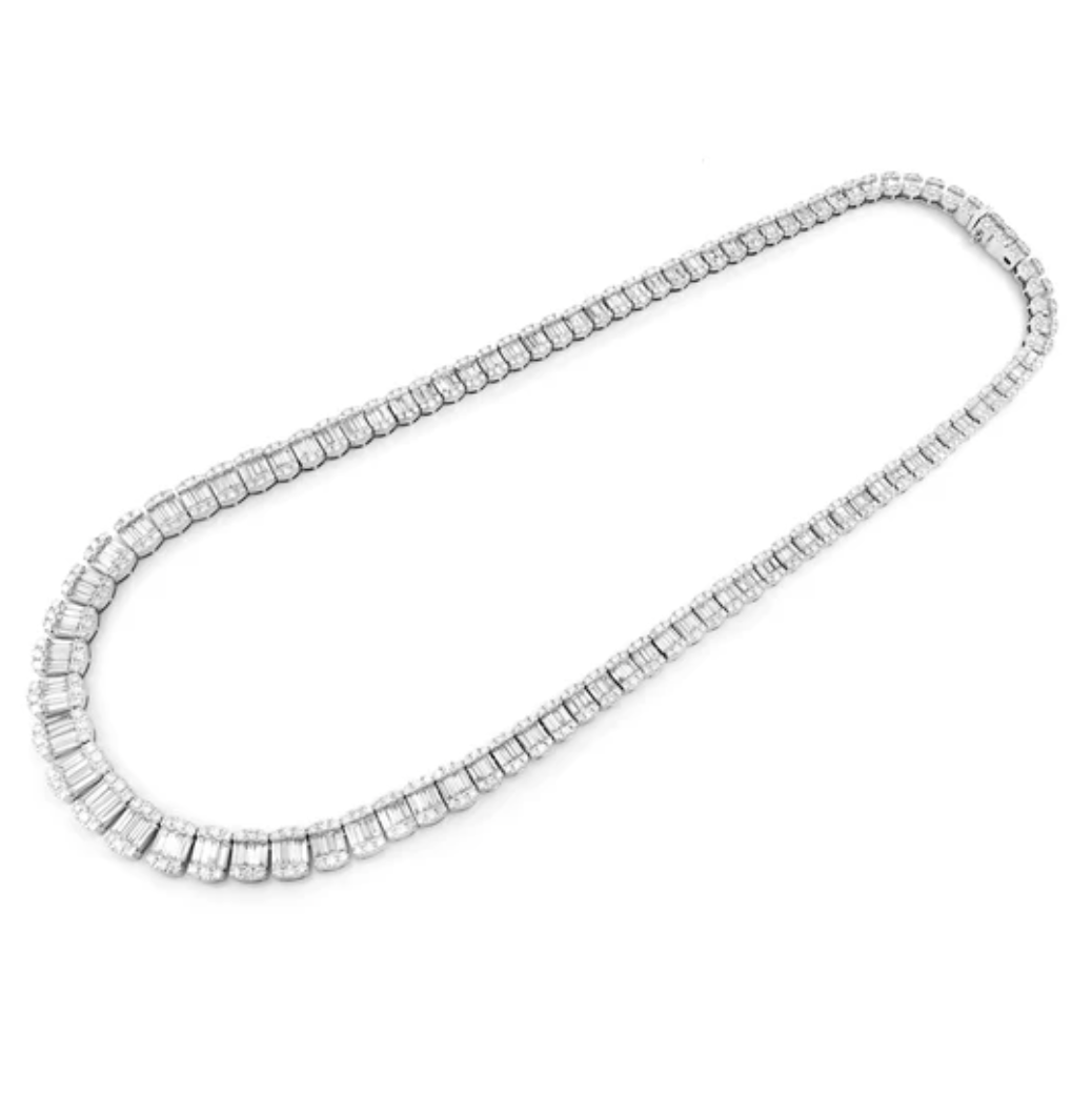 GRADUATED BAGUETTE  LINK MOISSANITE  NECKLACE