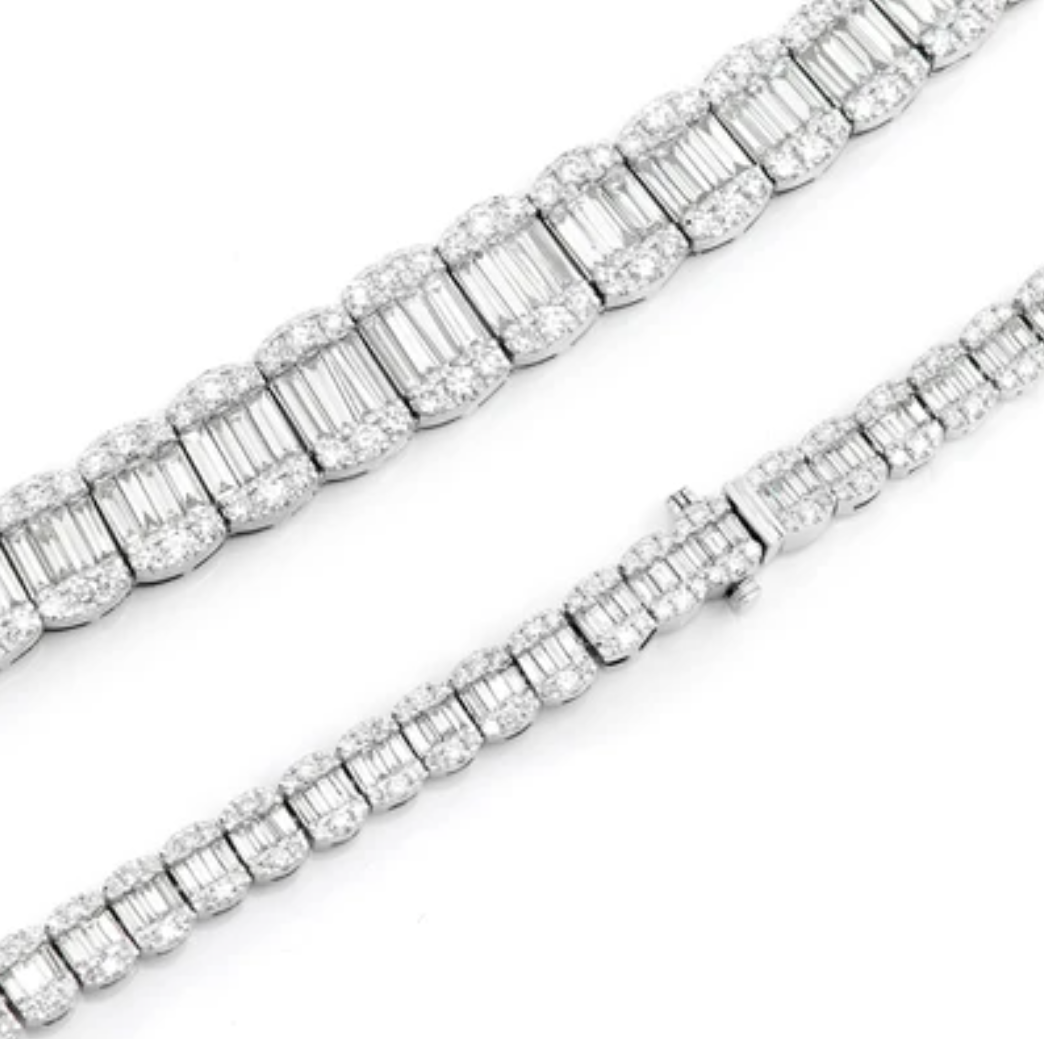 GRADUATED BAGUETTE  LINK MOISSANITE  NECKLACE