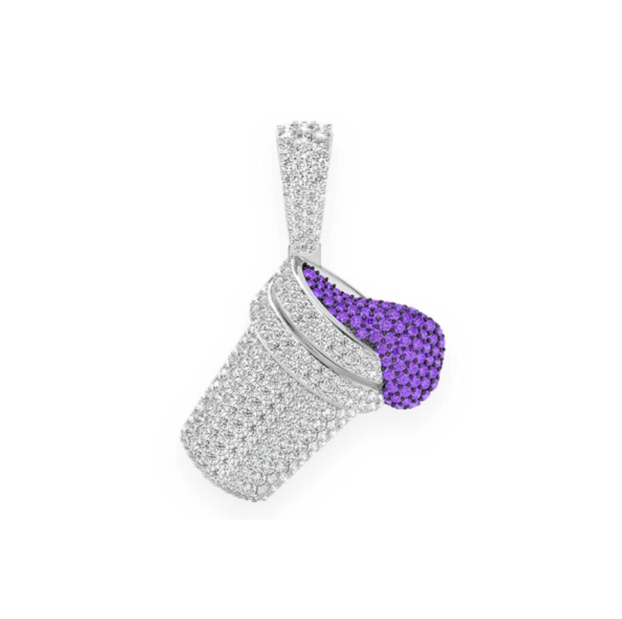 PURPLE DOUBLE CUP PENDANT 14K