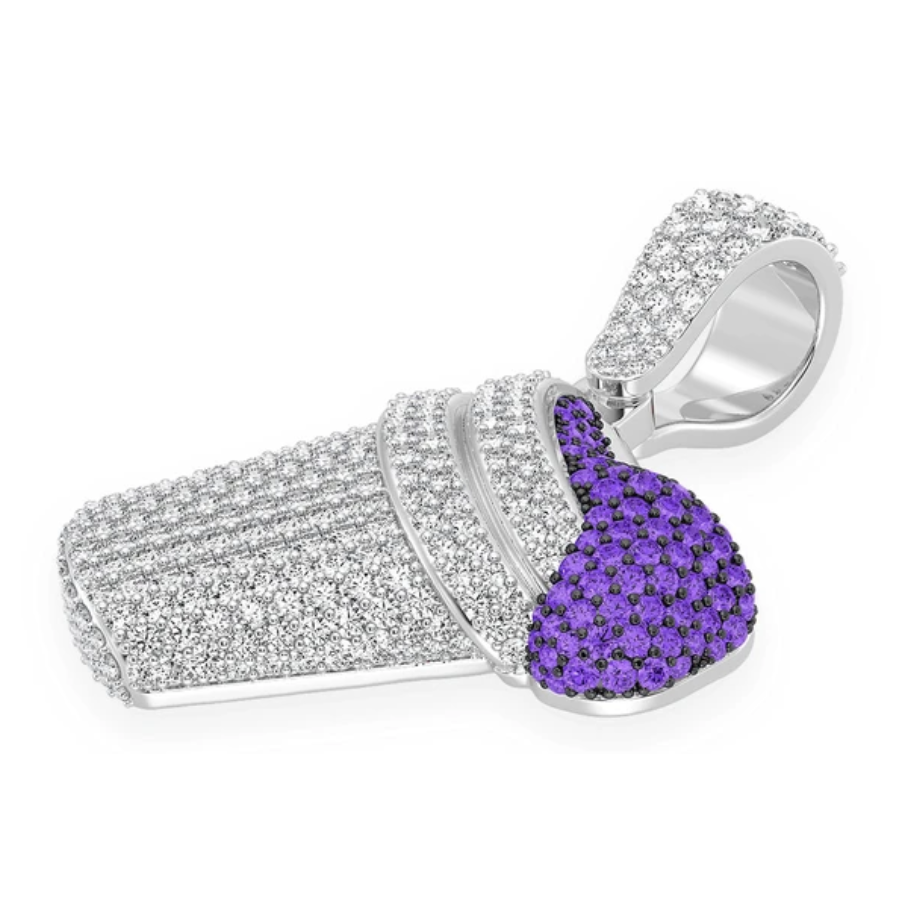 PURPLE DOUBLE CUP PENDANT 14K