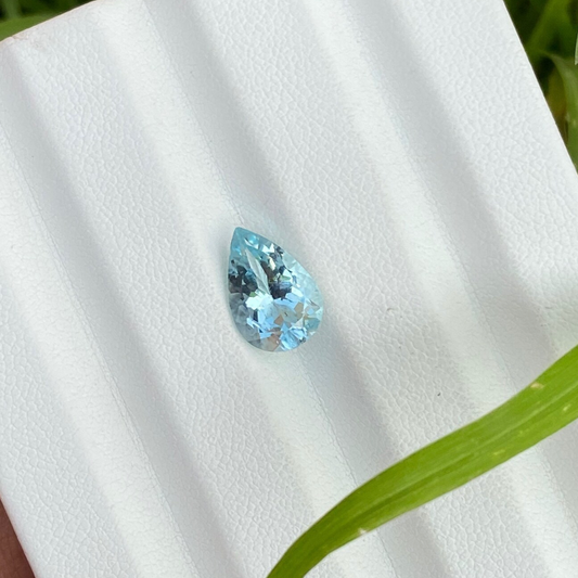 Aquamarine Pear Gemstone, Size 12X8X5 MM, Weight 2.20 Carat