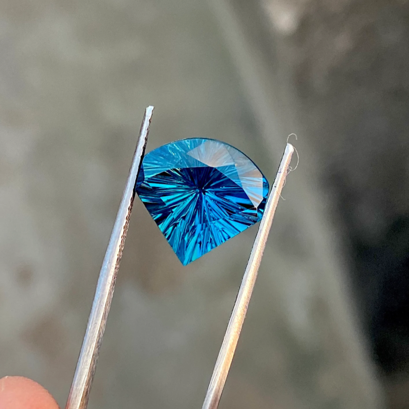 Natural London Blue topaz Fancy Shape,12X12X9 MM, Cone Cave Cut, 7.65 Carat