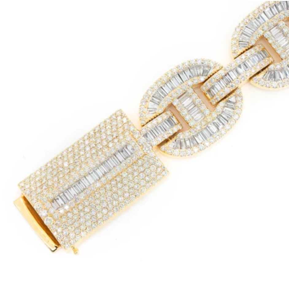 BAGUETTE MARINER LINK BRACELET 14K