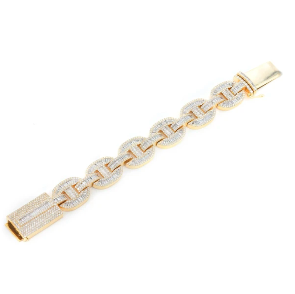 BAGUETTE MARINER LINK BRACELET 14K