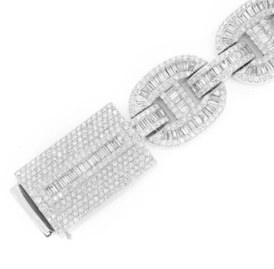 BAGUETTE MARINER LINK BRACELET 14K