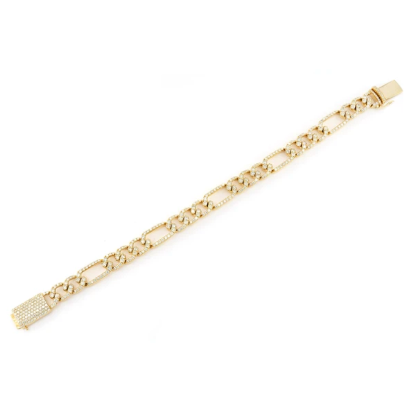 8MM FIGARO LINK BRACELET 14K 6CTW