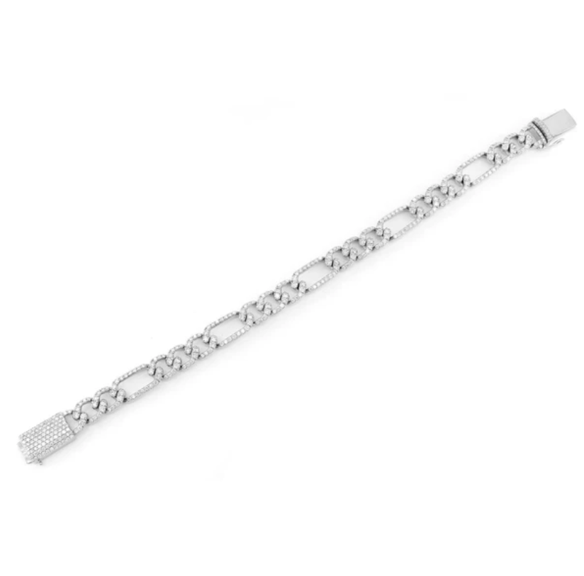 8MM FIGARO LINK BRACELET 14K 6CTW