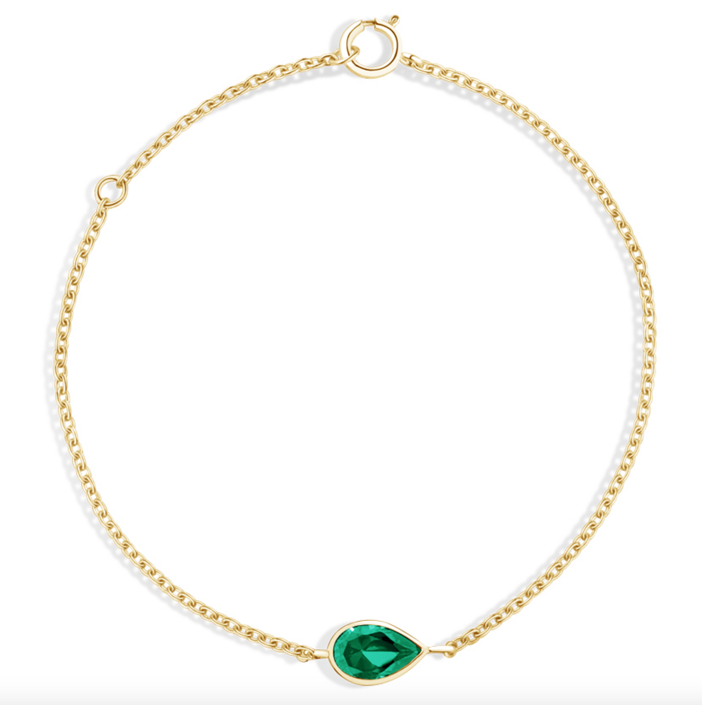 Teardrop Lab Emerald Bracelet 14k