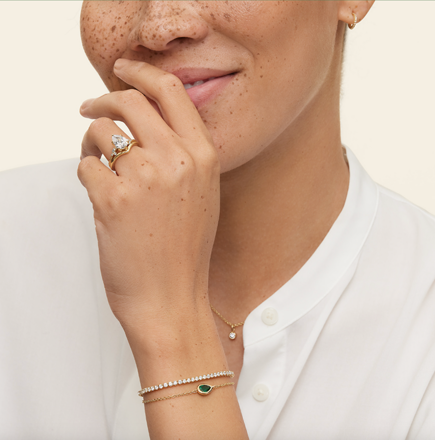 Teardrop Lab Emerald Bracelet 14k